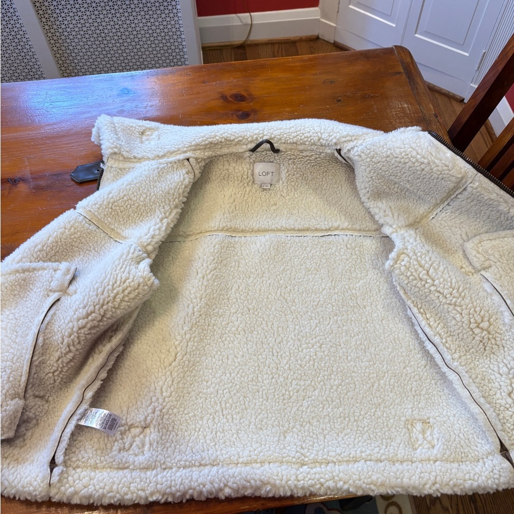 Loft Brown Shearling Bomber Jacket - image 3